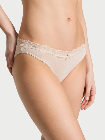 Body By Victoria Pamučne Rastegljive Bikini Gaćice Sa Čipkastim Pojasom