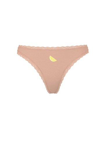 Cotton Lace-Waist Thong