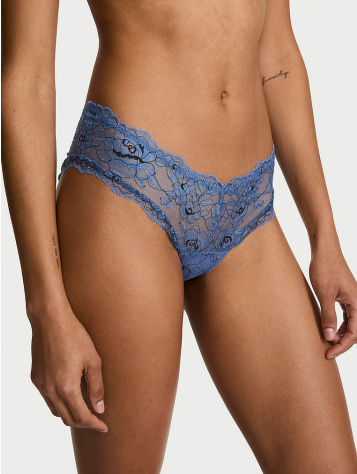 Denim Rose Čipkaste Cheeky Gaćice Visokog Izreza