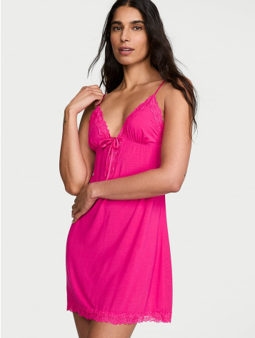 SoSoft™ Modalna Slip Haljina Sa Čipkastim Rubom I Vezivanjem Napred
